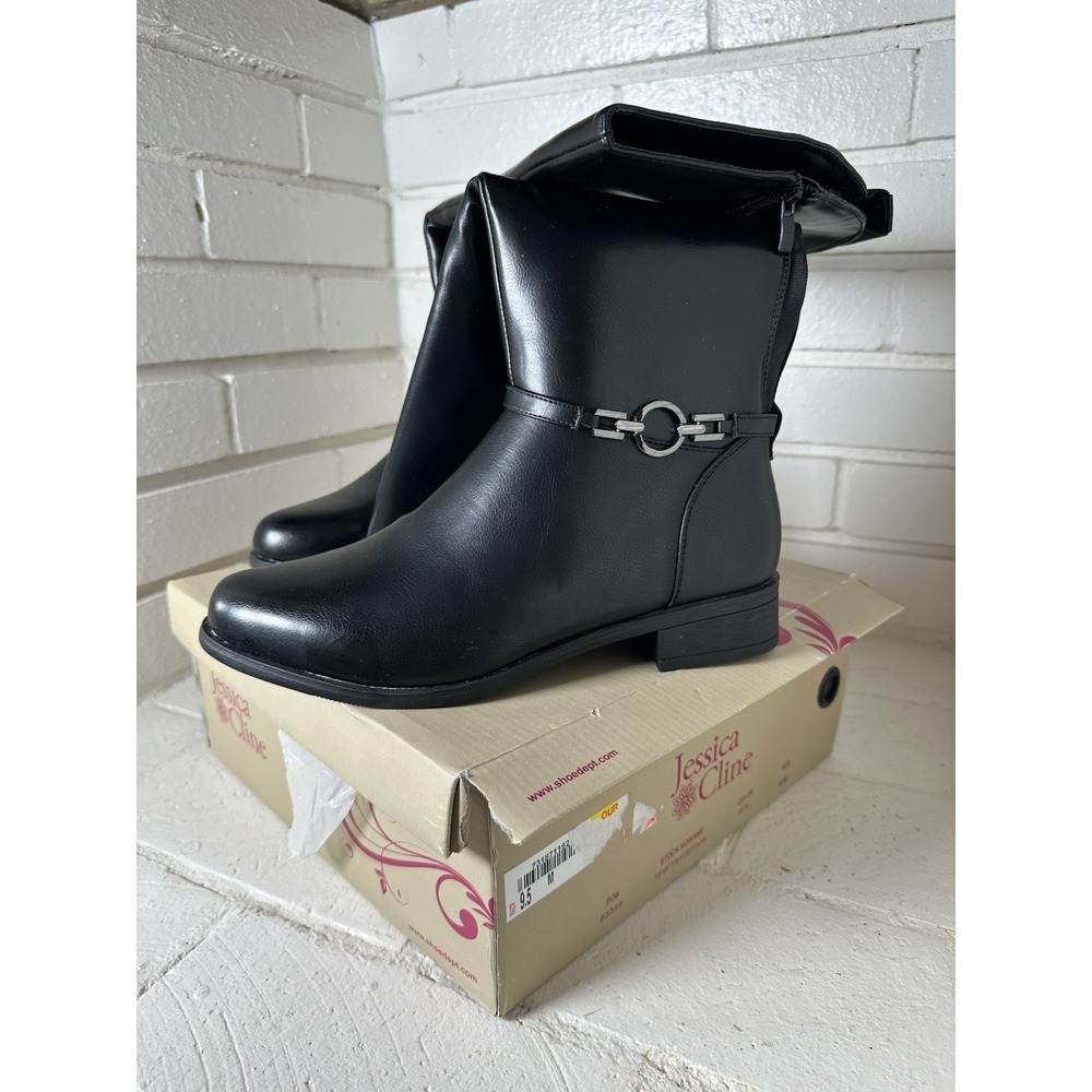 Jessica Cline Black Riding Boots Women's Size 9.5 Wide Calf New In Box